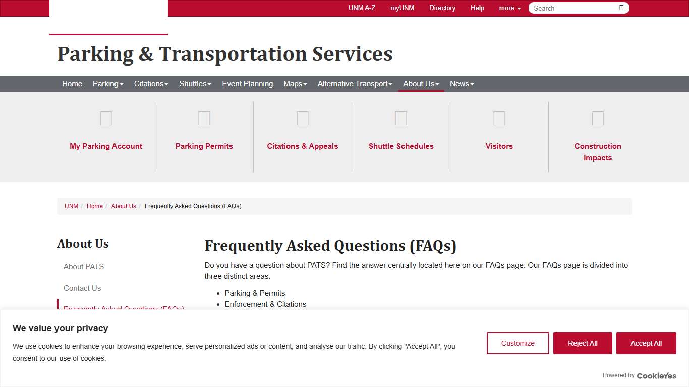Frequently Asked Questions (FAQs) :: Parking & Transportation Services The University of New Mexico